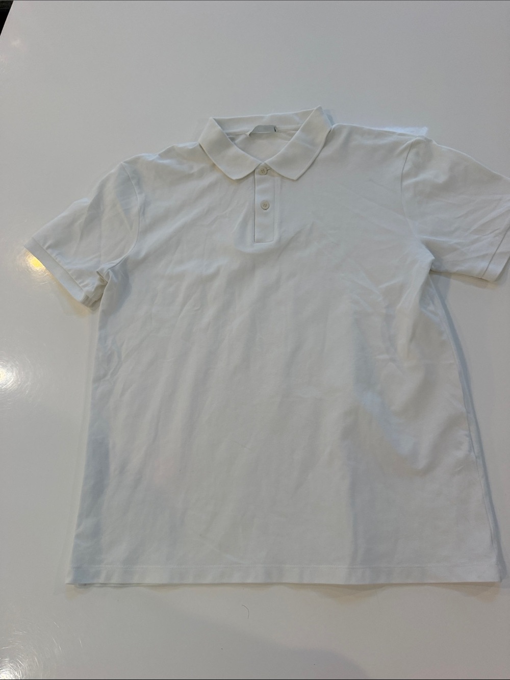 Zara Men's White Polo Shirt with Two-Button Placket